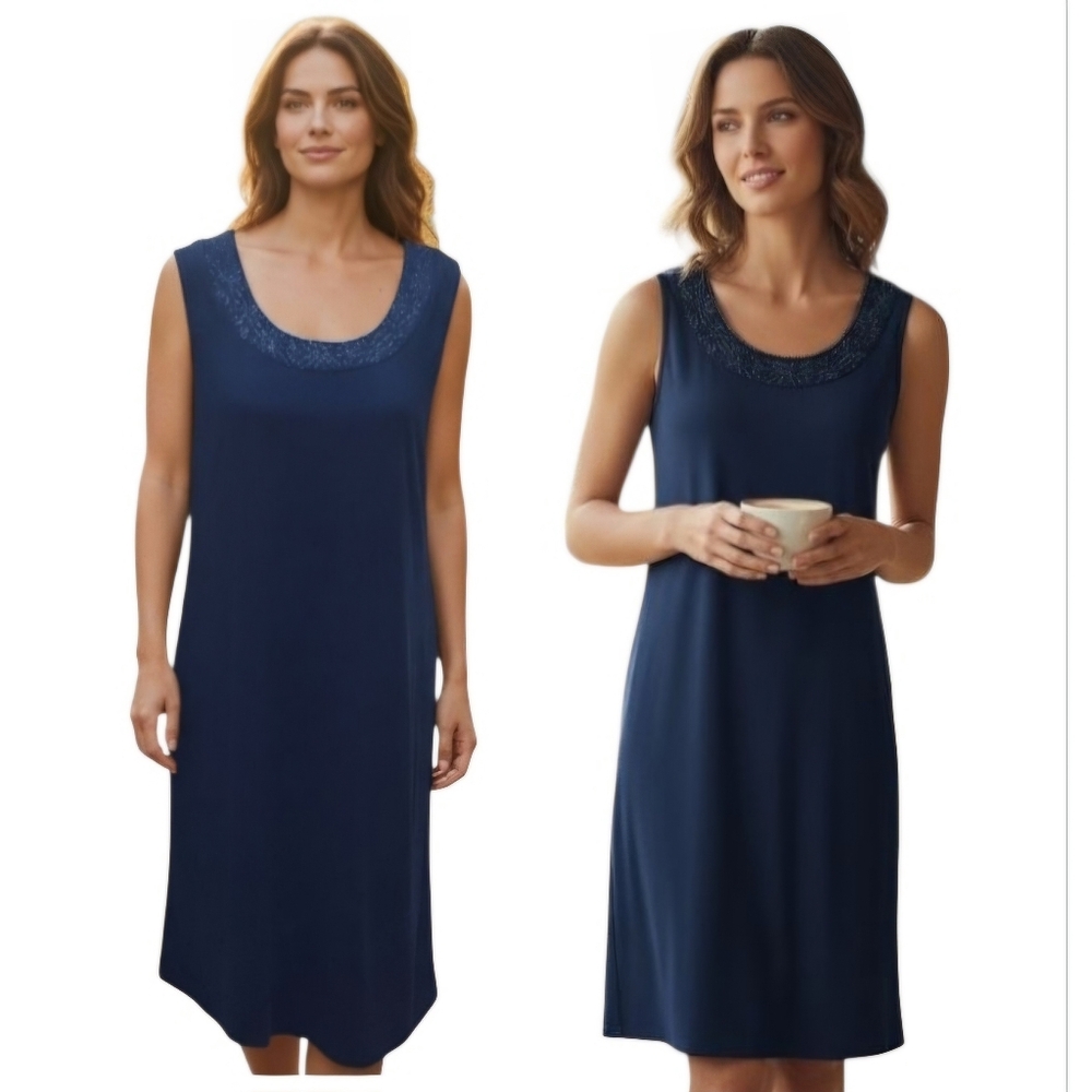 Nwt R&M Richards Med Blue Sleeveless Dress P2P19 L54